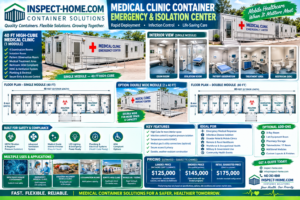 40 ft high cube mobile medical clinic container with examination rooms, observation area and isolation-support room