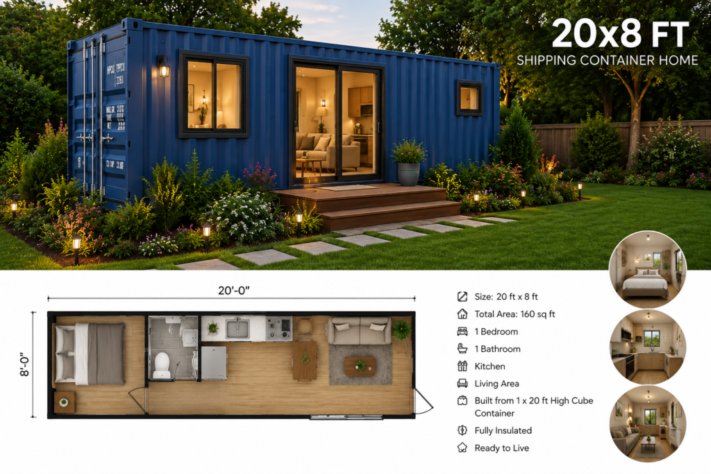 20 foot high cube shipping container tiny home